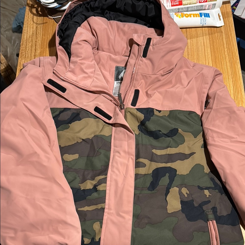 Aperture Pink and Green Puffer Jacket with Hood like new